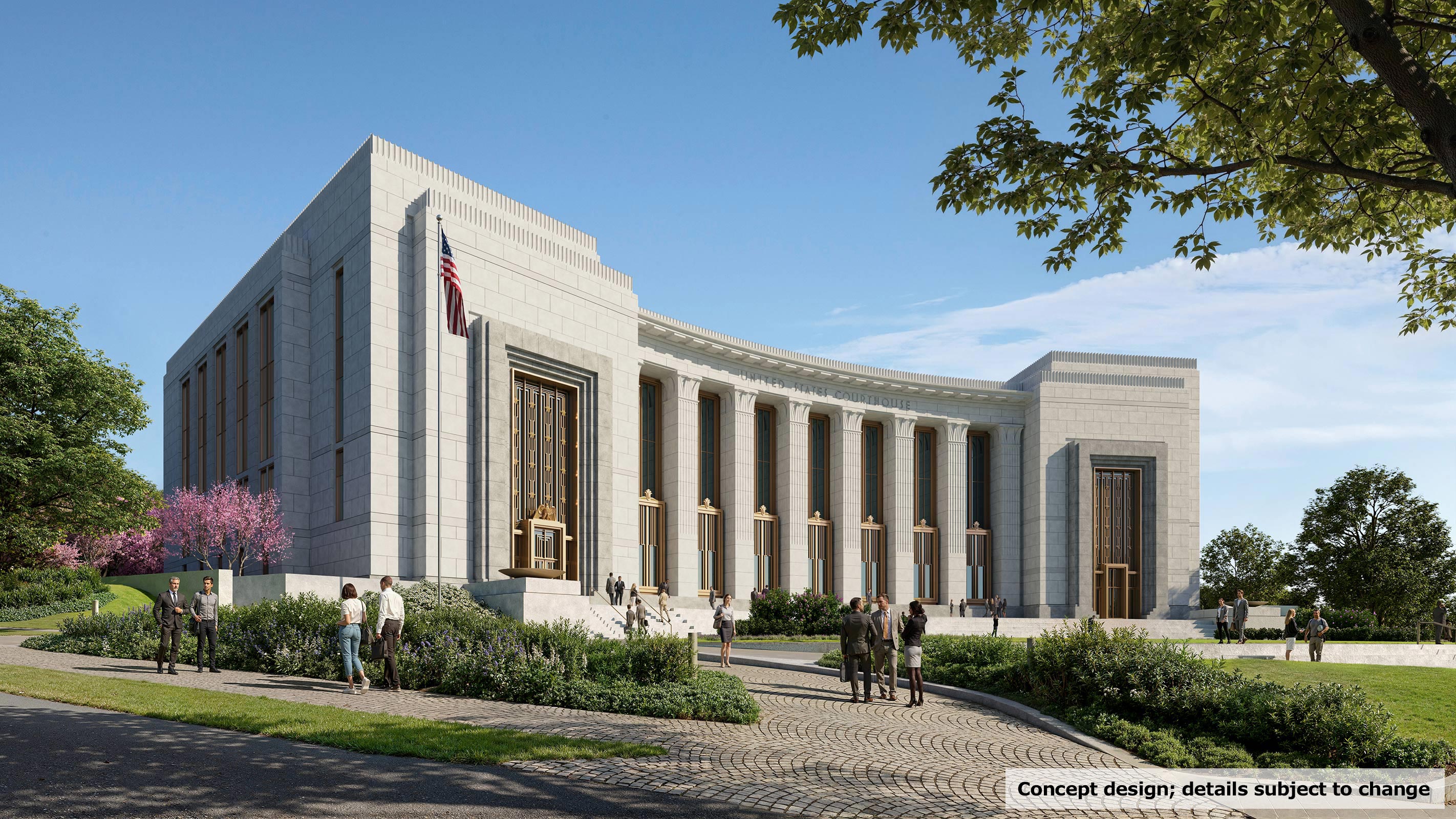 Vine Street approach rendering of the planned Chattanooga courthouse